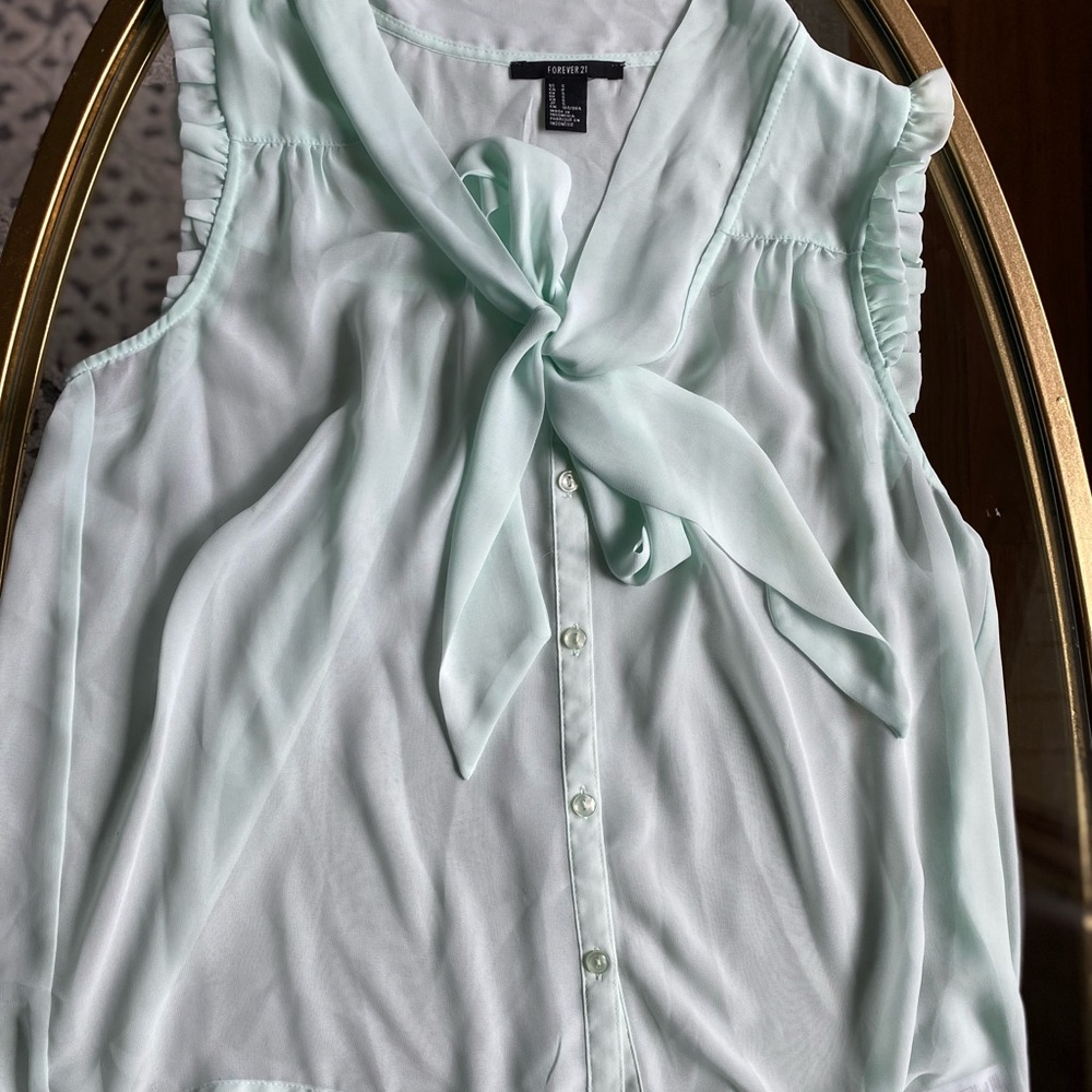 Sheet Mint Forever 21 Tank Top with Tie front